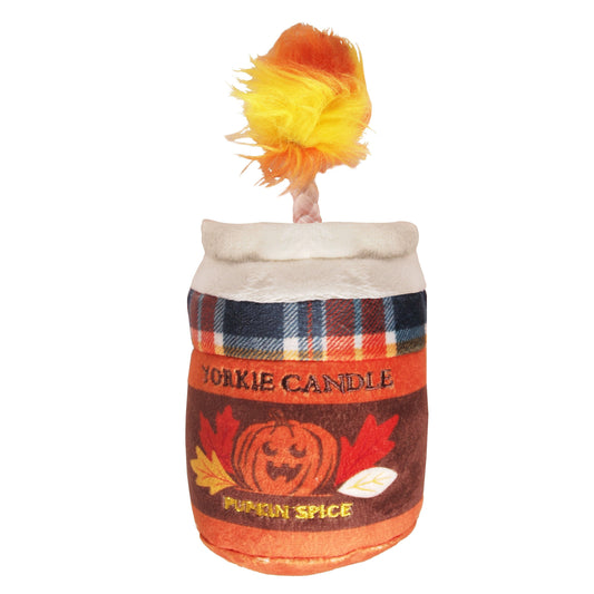 Fall/Thanksgiving Dog Toy : Pumpkin Spice Yorkie Candle - - LEAGUE OF CRAFTY CANINES