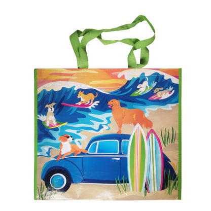 Reusable Eco Friendly Shopping/Gift Bag - Beach Dogs and Surfboards