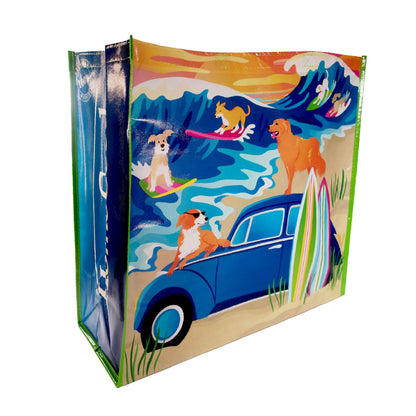 Reusable Eco Friendly Shopping/Gift Bag - Beach Dogs and Surfboards