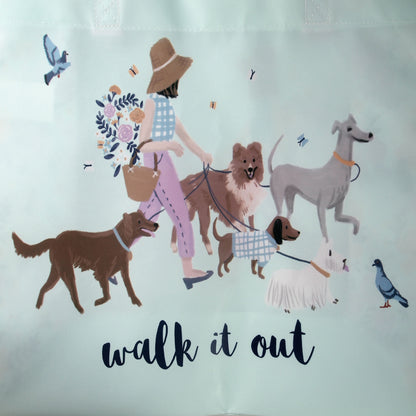 Reusable Eco Friendly Shopping/Gift Bag - "Walk It Out" - dog walker theme