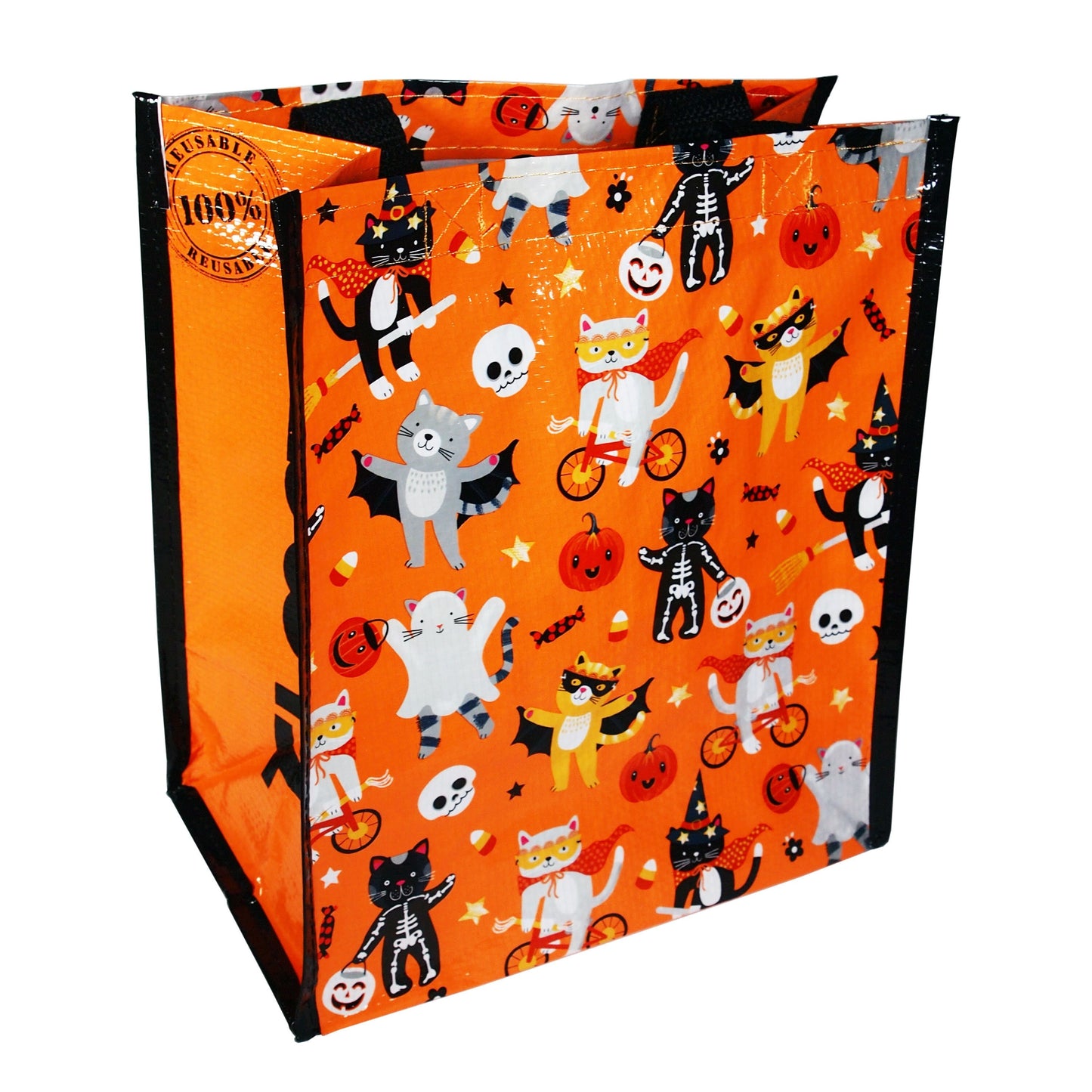 Reusable Eco Friendly Halloween Trick or Treat Bag - Cats Galore