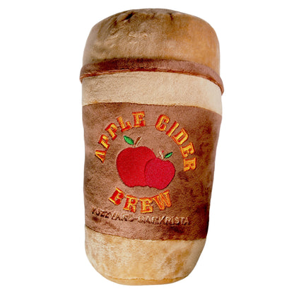 Thanksgiving Fall Dog Toy : Jumbo-Sized Plush Apple Cider Brew  - Orange + Brown + Cream