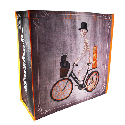 Reusable Eco Friendly Shopping/Gift Bag - Spooky Kitty with Skeleton