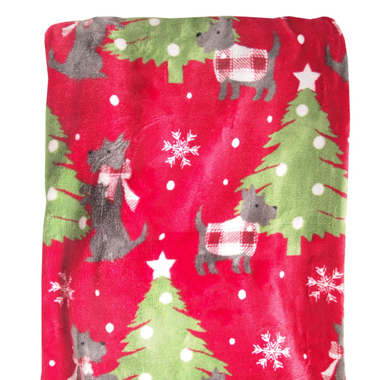 Oh What Fun ! Luxe Plush Throw/Blanket - 50 x 70 in - Christmas Dogs