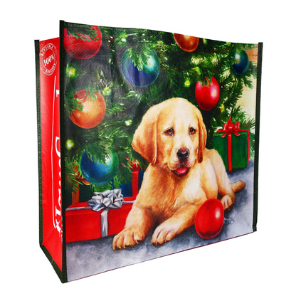 Reusable Eco Friendly Shopping/Gift Bag - Puppy Under the Christmas Tree
